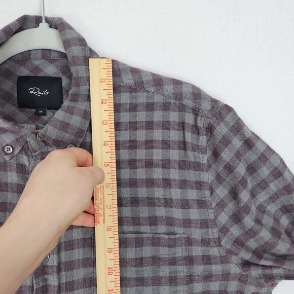 Rails Shirt Men Medium Gray Purple Buffalo Plaid Lava Sage Reid Casual Button Up - Picture 4 of 13